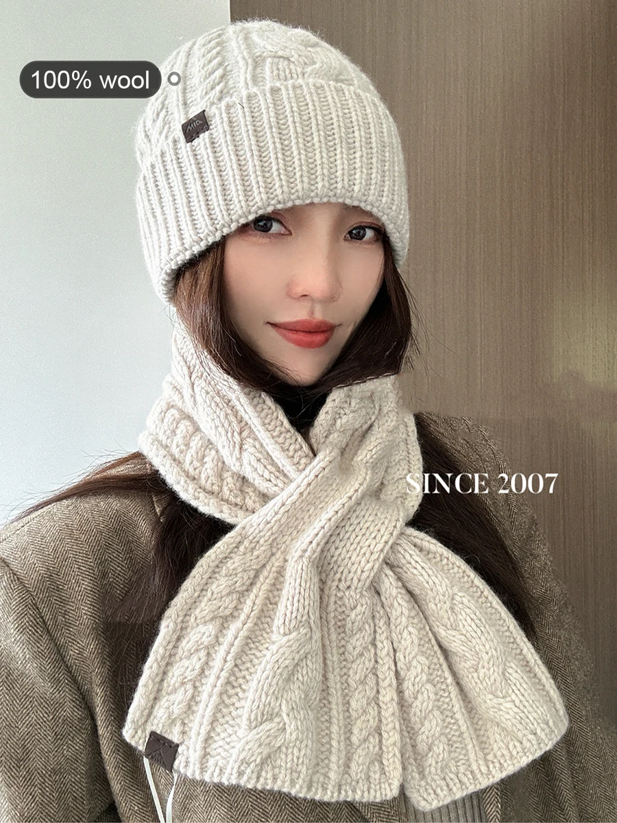 

Хорошее качество, вязаный шарф ручной работы из 100% шерсти, шапка унисекс, модный шейный платок с крестом, зимняя теплая шапка-бини, вязаная шапка, подарок для влюбленных