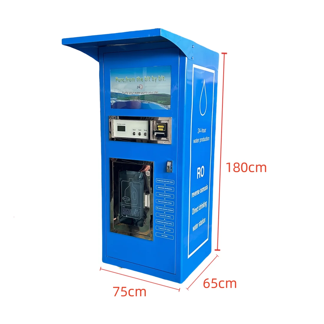 E****mical and durable 800GPD automatic drinking water vending machine for selling purified water