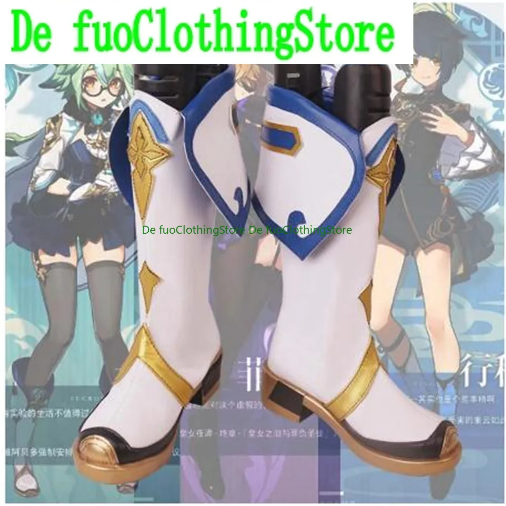 DefuoClothing Store Genshin Impact Botas de sacarosa Botas moradas Juego de cosplay Personaje de anime Accesorios de fiesta Zapatos y botas de Halloween