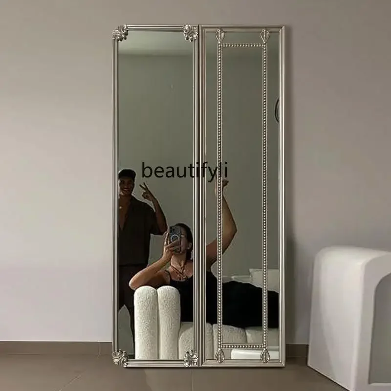

Nordic full body mirror floor-to-ceiling bedroom clothing store fitting mirror light luxury wall-mounted full-length mirror R