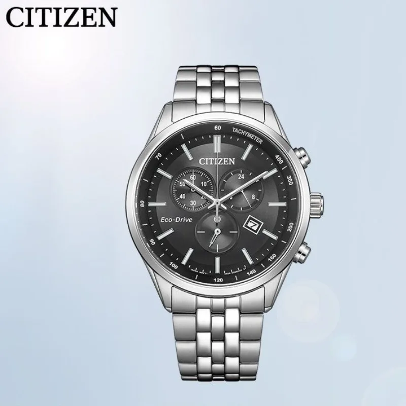 Citizen AT2570‑56E Japan Male Business Watch Eco‑Drive Solar Chronograph Sapphire Crystal Auto Date Stainless Steel Wristwatch