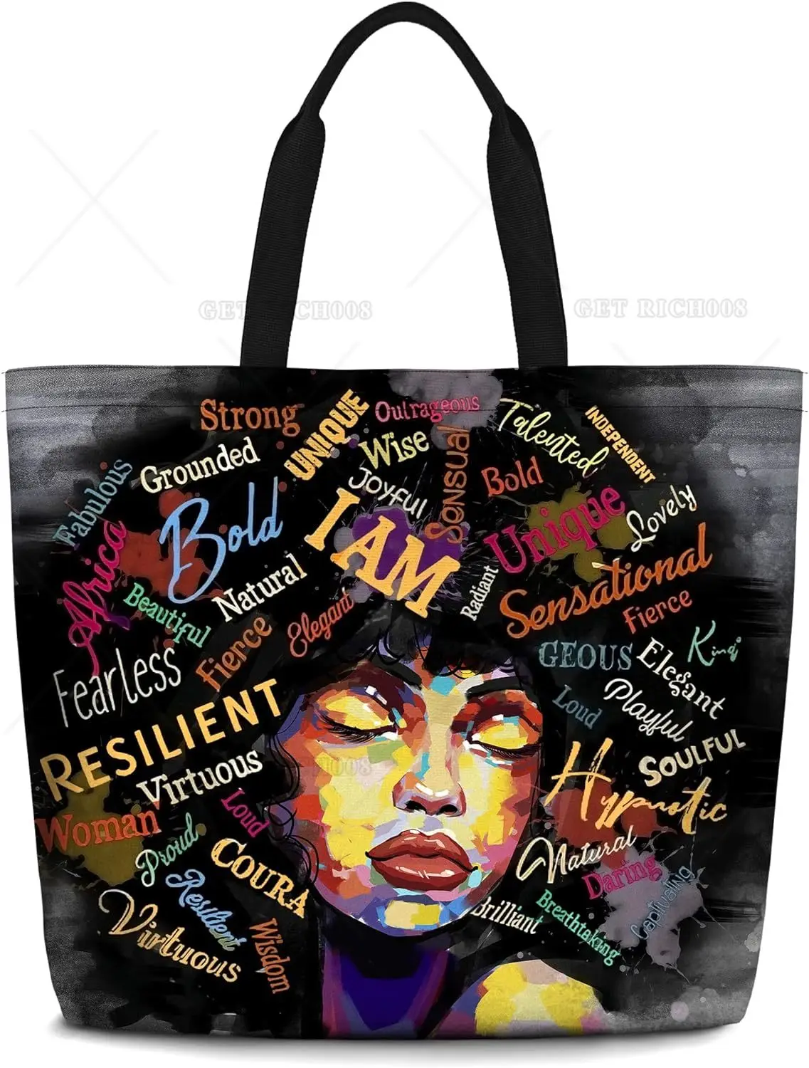 Bolsa tote feminina afro americana, bolsa de ombro afro preta, bolsa mágica para compras, trabalho, mercearia, academia