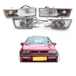 4 piece Foglight Fog lights Front bumper lamp for Volkswagen Golf 3 combination crystal fog lights anti-fog light 1992 1993-1997