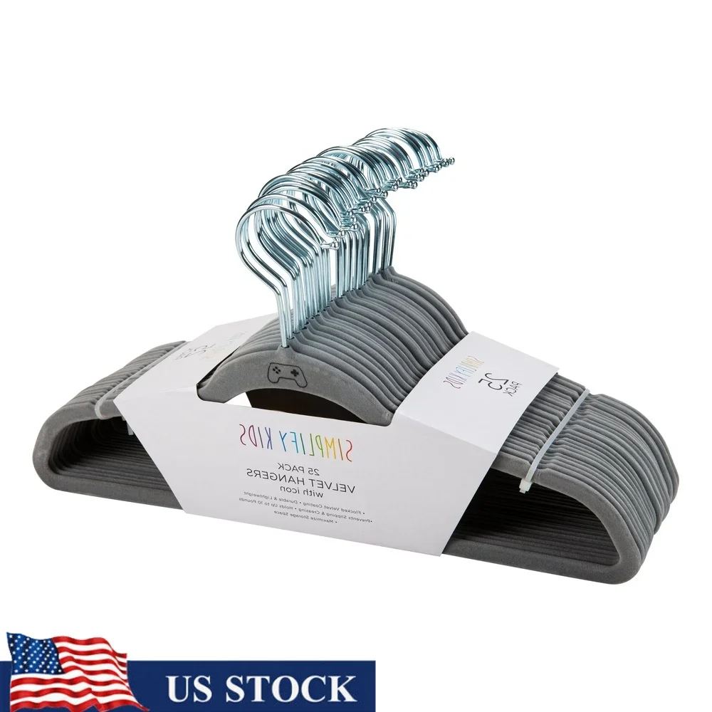 

Kids Velvet Hangers 25 Pack Non Slip Gaming Controller Icon Ideal Organizing Dress Skirt Shirt Accessories Durable Lightweight