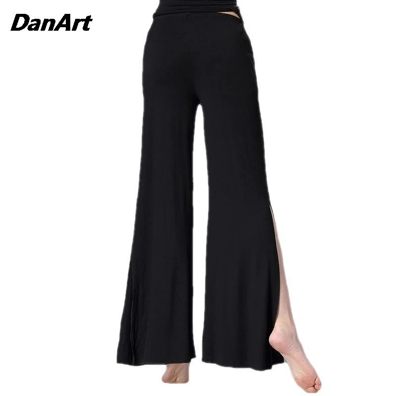 Pantalon fendu de danse du ventre pour femmes adultes, vêtements de pratique du ventre, danse du ventre moderne, yoga, pantalon de sport doux, entraînement phtallique pour dames, salle de sport imbibée