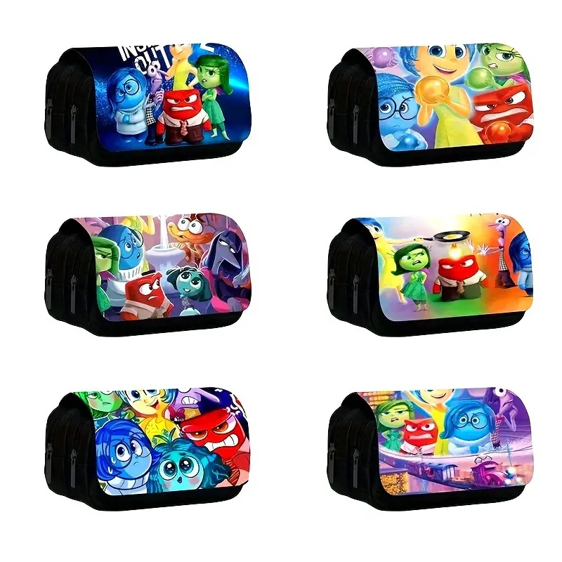 

Disney Inside Out Cartoon Student Double Layered Pen Bag Anime Creative Peripheral Storage Stationery Bag Student Pencil Bags