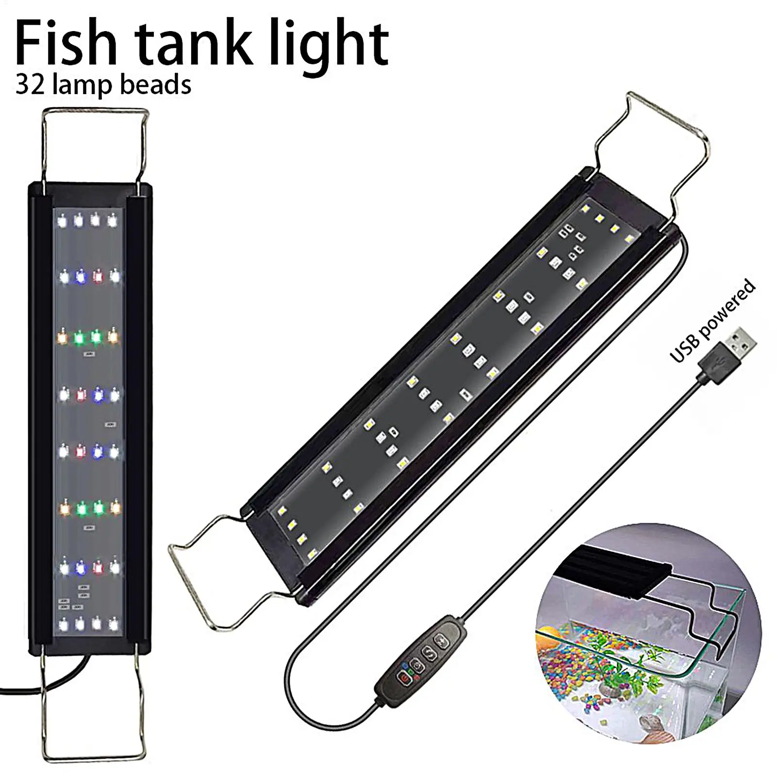LED Light For Aquarium Full Spectrum Aquarium Plant Light Fish Tank Lighting With Adjustable 10-Level Brightness For Living Room