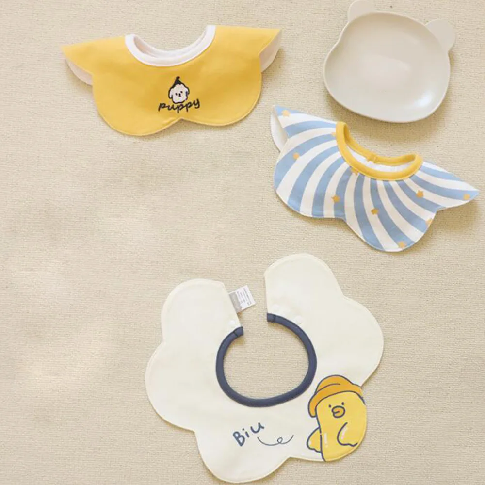 3 Pieces Waterproof Baby Bib Double Combed Cotton Infant Feeding Burp Cloth Teething Drooling Bibs Boy Girl Newborn Stuff