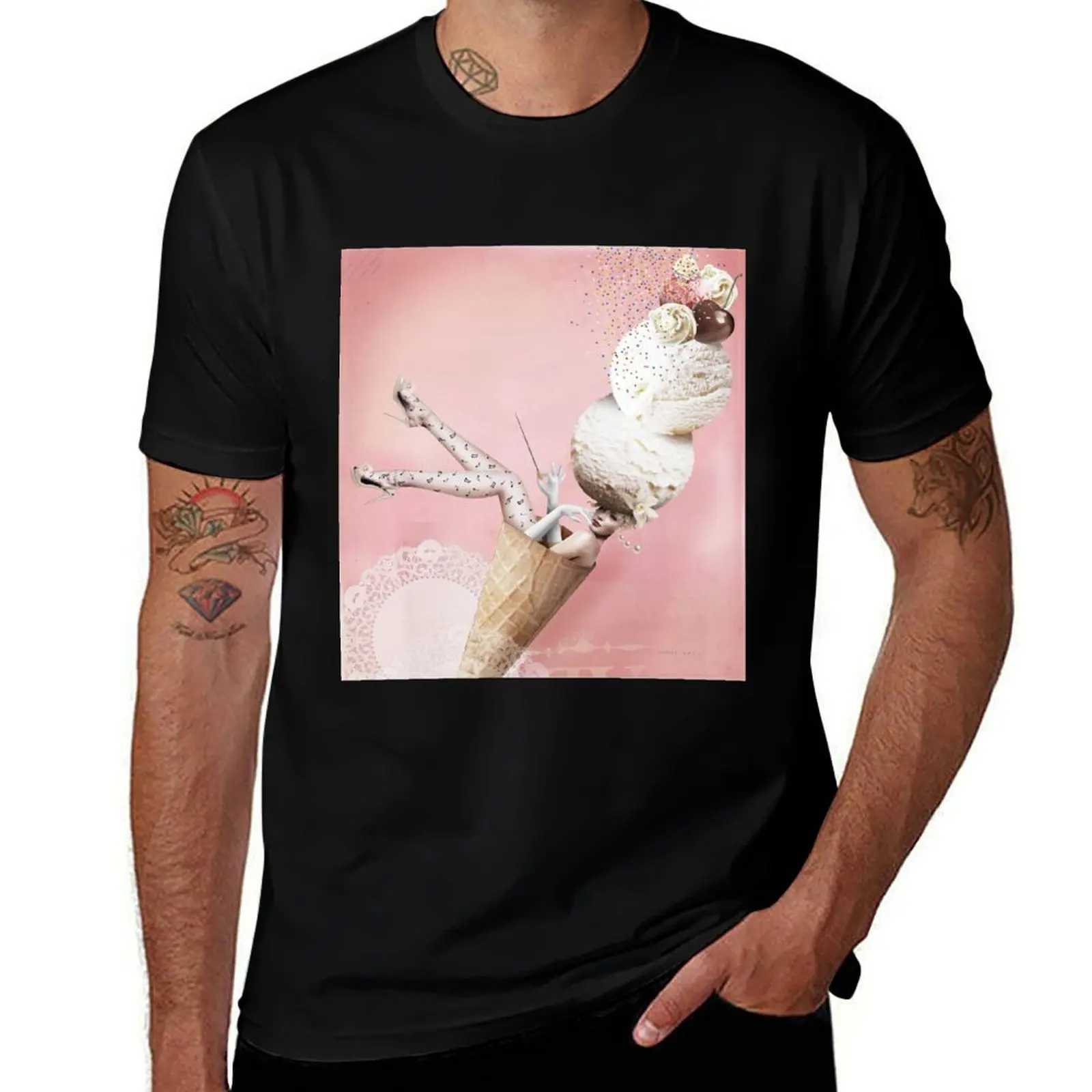 

Ice-cream girl T-Shirt black cotton t-shirt plain for man package man t shirt designer T-Shirt