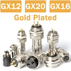 GX12 GX16 GX20 Gold-plated Aviation Plug Socket 12mm M12 16mm M16 20mm M20 Cable Connector Soldering Industrial Connectors