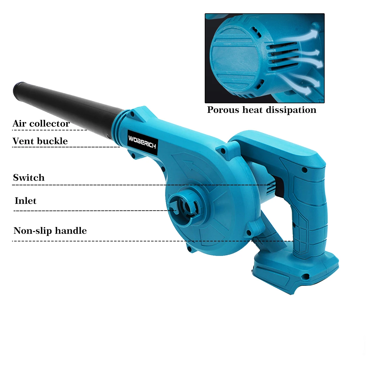 Leaf Blower สําหรับ Makita 18V แบตเตอรี่เครื่องดูดฝุ่นเครื่องเป่าลมไฟฟ้าไร้สาย (ไม่มีแบตเตอรี่)