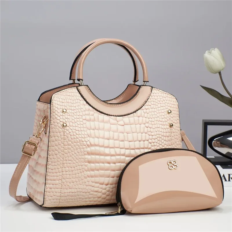 

Hot Sale Of The Season New Fashion Crocodile Pattern Letter Women's Commuter Bag Set Single Shoulder Bag Handbag PU Material Cro