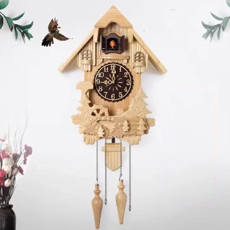 Unusual Vintage Cuckoo Clock Retro Design Wooden Living Room Wall Clock With Pendulum Art Reloj Digital Pared Household Goods