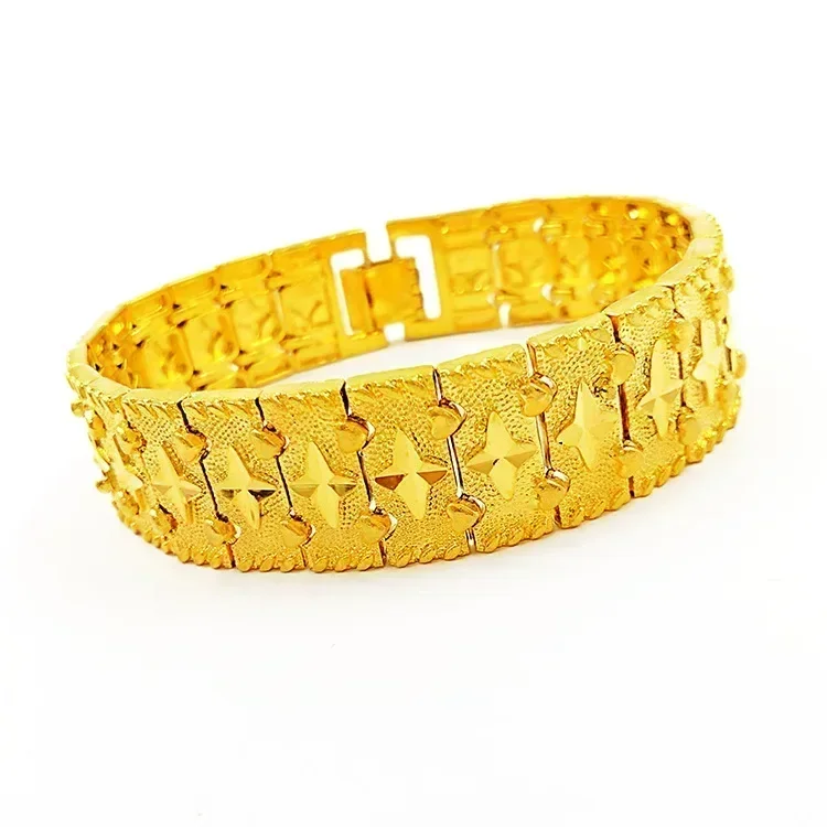 

High Quality Real Gold 999 Men's Bracelet AU750 Simple Fashion Jewelry Solid Gold Boss Chain Gift 24K Metal Stamp for Men