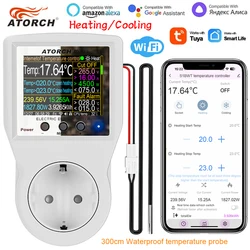 16A Tuya WIFI Smart Thermostat Socket Outlet Plug Remote Temperature Controller Timer Switch Cooling Heating 3M NTC Sensor