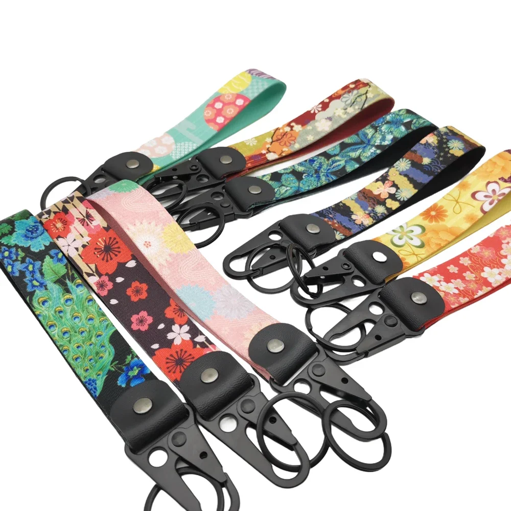 

1PCS JDM Key Tag Racing Car Motorcycle Keychain Ring Flower Car Lanyard Japanese Style Key Strap JDM Car Accessories Keychain