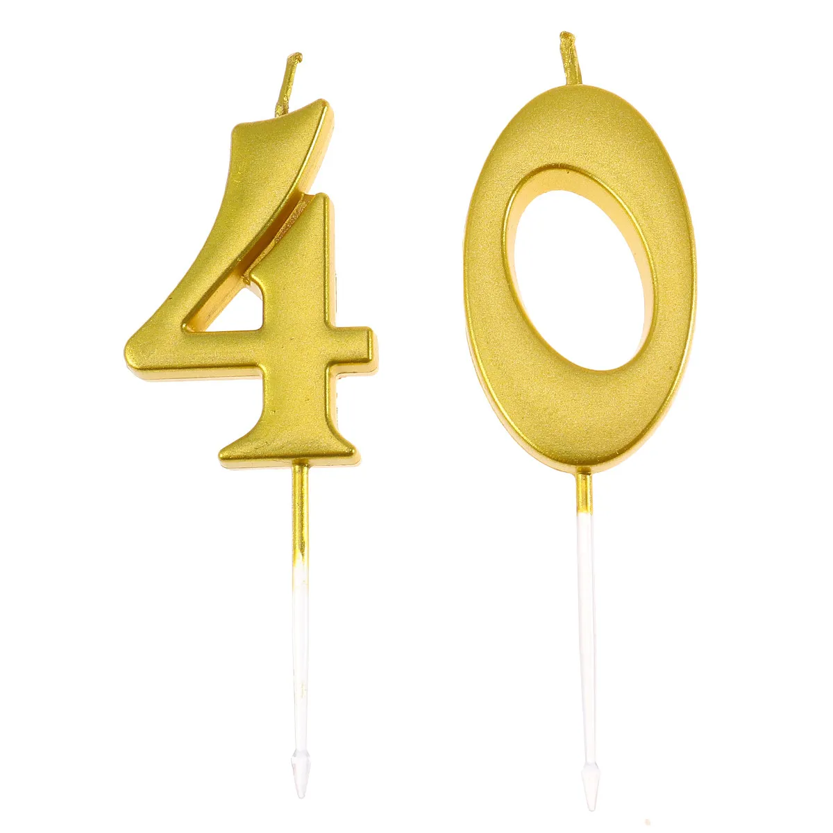 2Pcs 40 Birthday Number Candles Golden Paraffin Cake Decor Ideal for 40Th Birthday Wedding Anniversary Party - view 5