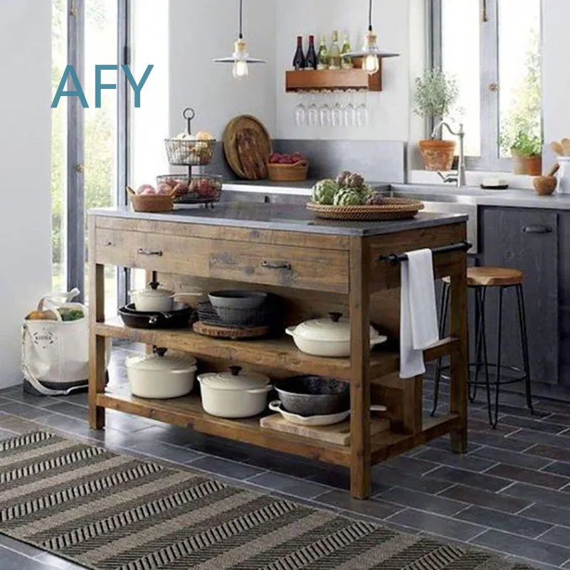 American Solid Wood Sideboard Locker for Marble Storage Counter for Dining Room Living Room Home Office Furniture Storage