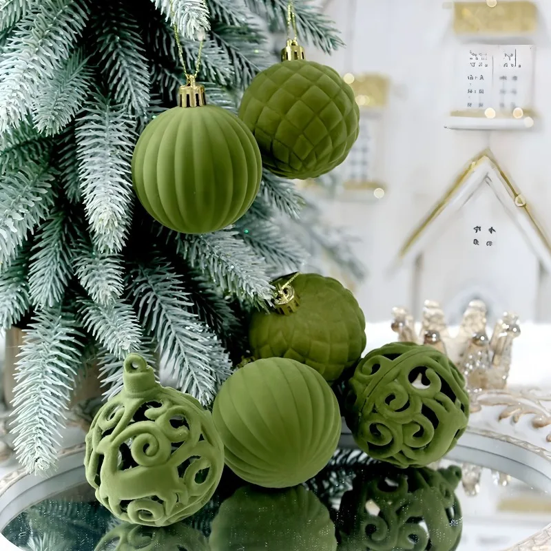 

40 шт. 6 см флокированные бархатные рождественские шары, украшения, декоративные подвесные елочные украшения для праздничной вечеринки, домашний декор