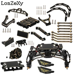 Brass Skid Plate Drive Shaft Girder Side Frame Chassis Rails Front Rear Body Post Mounts Links Rod For AX24 1/24 RC Car Parts