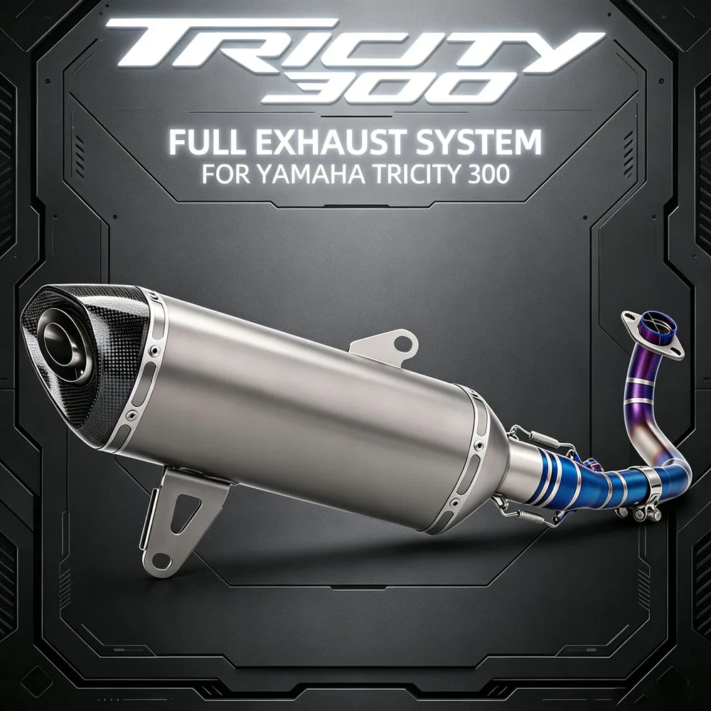 Tricity 300 Exhaust System For Yamaha Tricity300 Motorcycle Escape Kit Scooter Manifold Tail Tube Carbon Muffler with DB Killer
