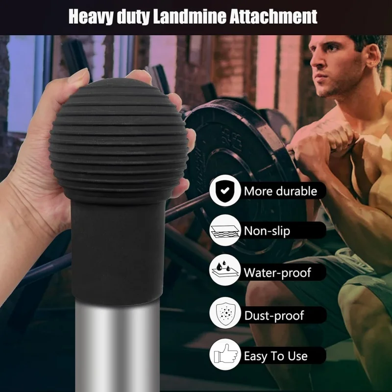 Landmine Attachment for Barbell Sturdy Easy to Use 360° Rotation Rubber Barbell Bomb for Press Row Split Squat Will Fit 5CM Bar