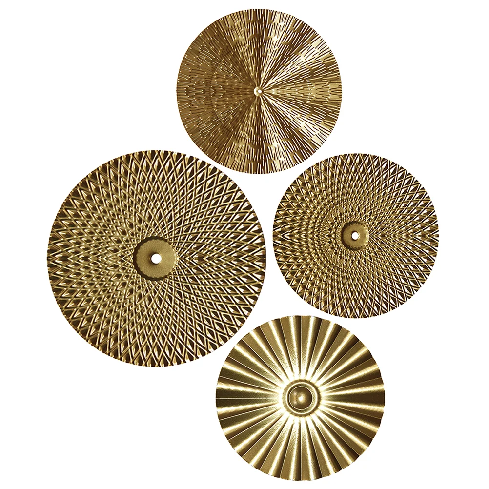 4 Pcs Light Luxury Golden Disc Iron Wall Hanging Room Decoration Home Metal Pendant 4pcs of The Lid Locket