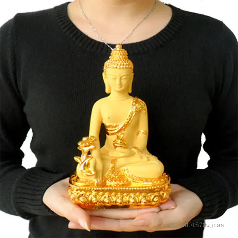 Resin Medicine Buddha Imitation Glass Ornaments, Home Decoration, Living Room, Buddha Hall, Small Crafts, 1Pc