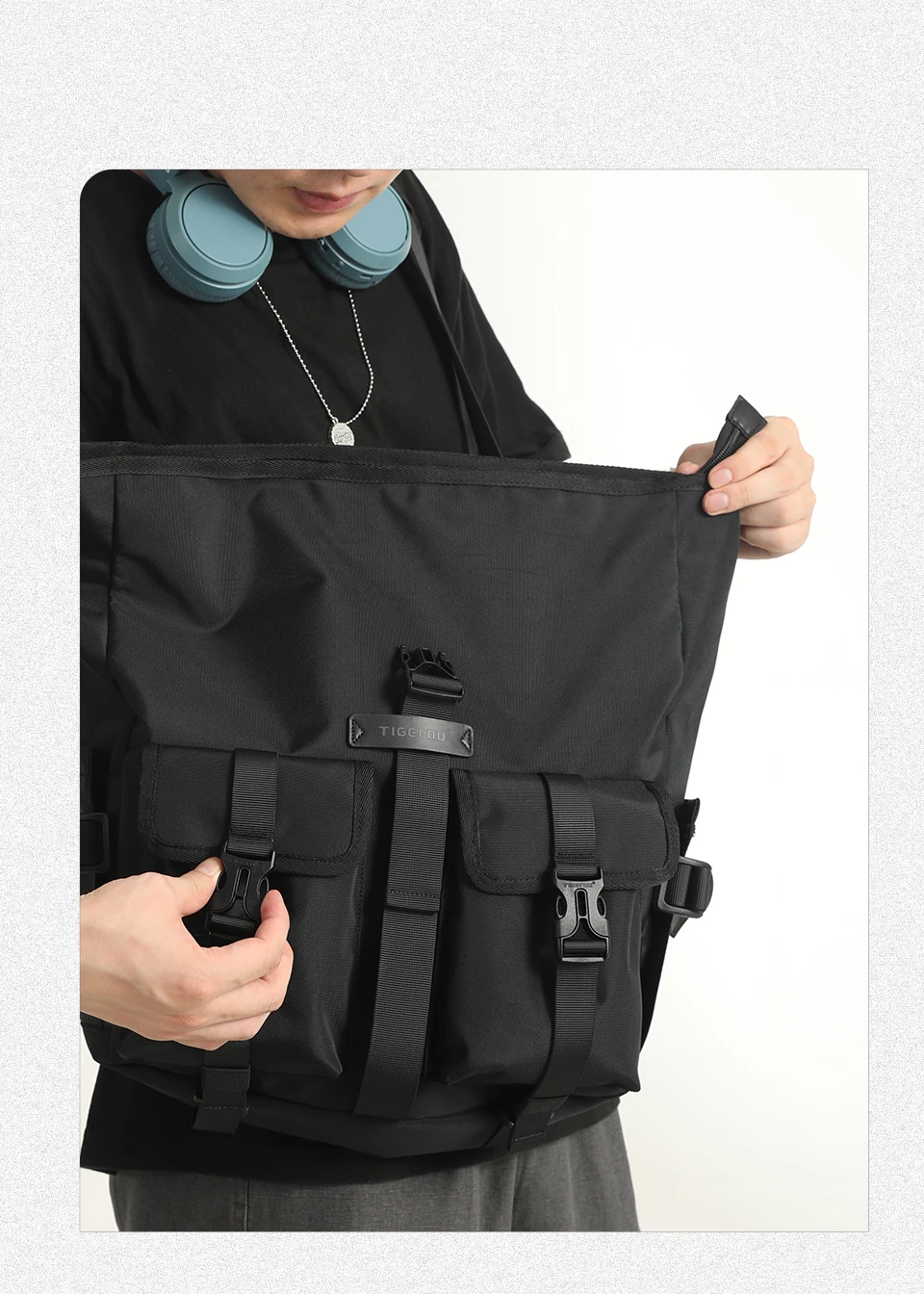 Tigernu, bolsos de mensajero a la moda, bolsos de hombro para hombre, bolso para ordenador portátil de 13,3 pulgadas, bolsos cruzados para exteriores para hombres, bolsos de ciclismo, mensajero para niños
