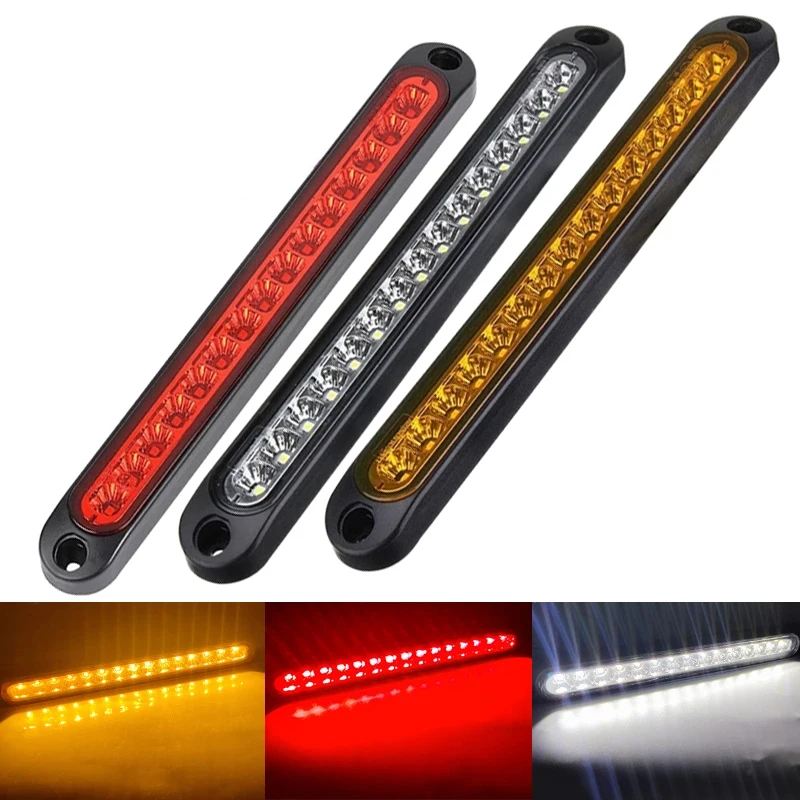 Luz trasera de freno para remolque, barra LED de parada de coche, luces traseras de giro, montaje impermeable, tira de freno, luz roja para barcos marinos, 15 LED, 24V