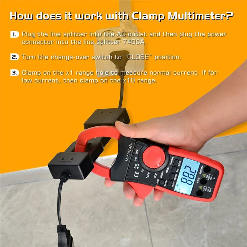 AB08-7400A Line Splitter For Clamp Ammeter Or For Multimeter, Current Value Of A Single Wire Inside Widedemand