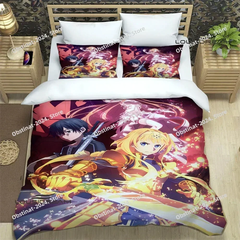 Cartoon Sword Art Online Bedding Sets exquisite bed supplies set duvet cover bed comforter set bedding set luxury birthday gift