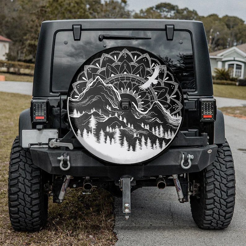 

Mandala Sunrise Moutain Wild Camper Truck, Father's Day Gift, Christmas Gift, Personalized Spare Tire Cover, Gift For Car Lover