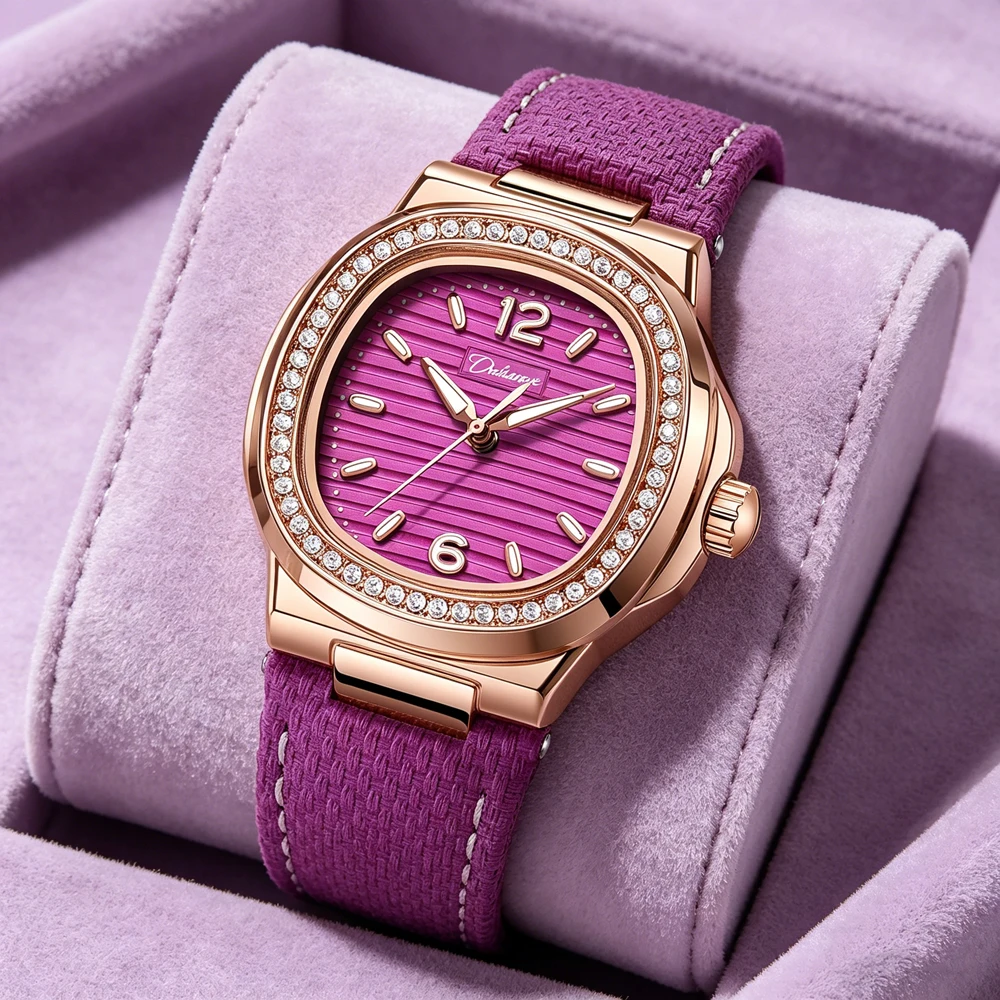 

Luxury Brand Women's Watches Waterproof Elegant Fashion Purple Watch for Women Simple Original Automatic Mechanical Wristwatch
