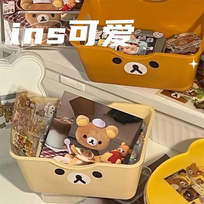 Rilakkuma Schreibtisch-Aufbewahrungskorb, Niedlicher Bären-Plastik-Organizer, Aufbewahrungsbox für Schreibwaren und Kosmetik für den Schülertisch – Detail 8