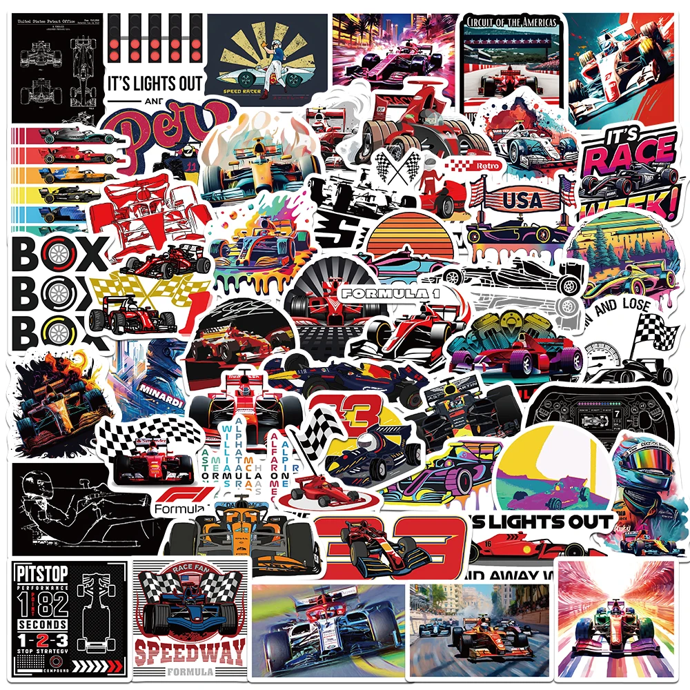 50pcs F1 Formula One Cool Speed Racing Stickers for Decoration Laptop Car Motorcycle Bike Case Suitcase Water Bottl DIY Decals