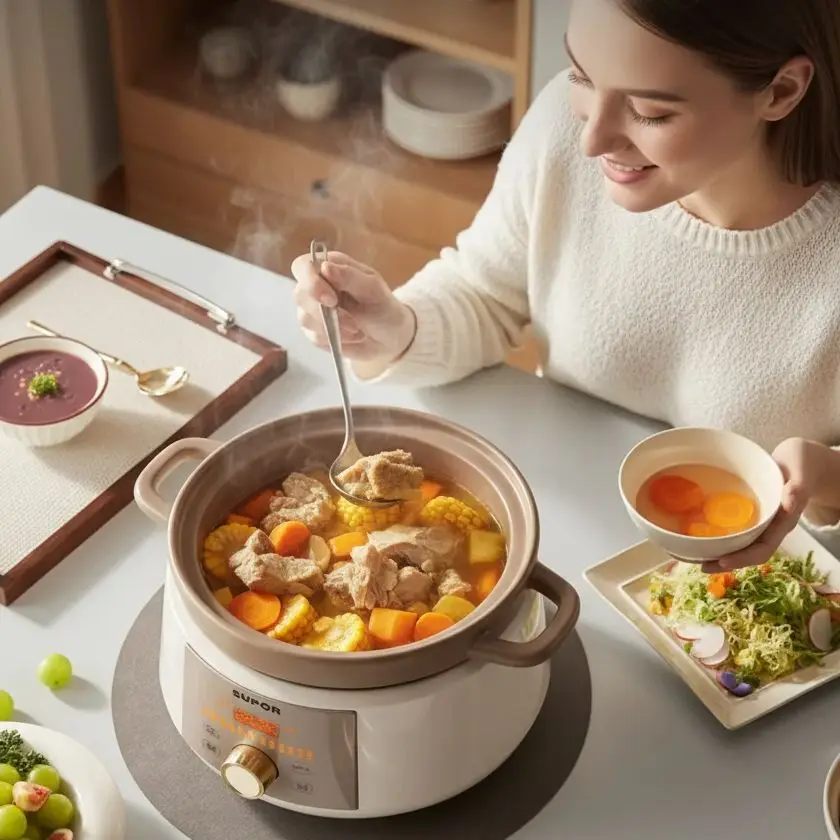 4L Ceramic Household Electric Slow Cooker Multi-Functional Soup Pot Porridge Maker Large Capacity Kitchen Appliance