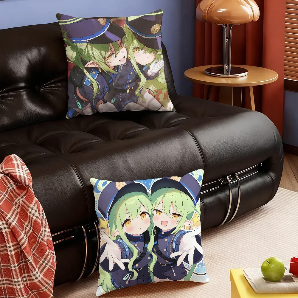 Game Tachibana Twins Blue A-Archive cushion cover Soft Smooth Pillow Case Hidden Zipper Washable Decorative Couch Office Gift