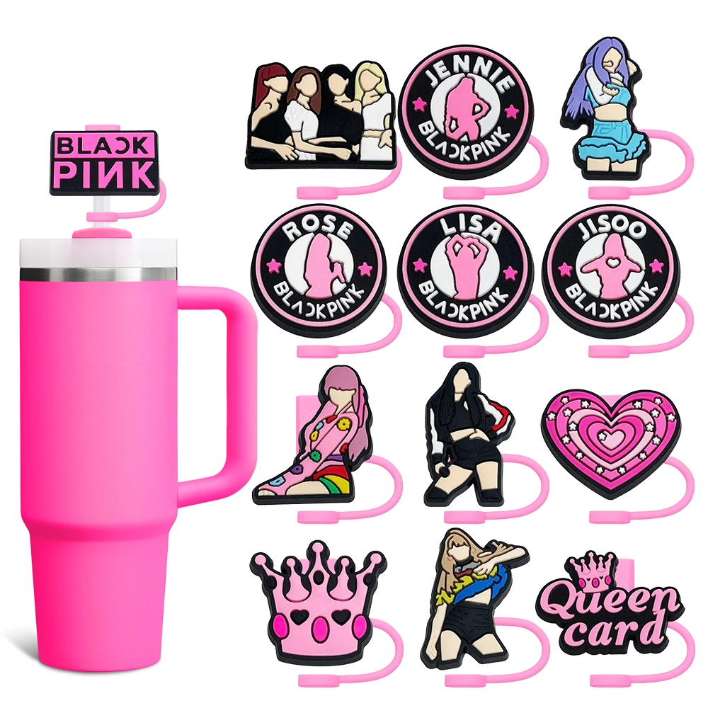 

Kpop Girl Straw Cover Cap 10MM Silicone Eco-friendly Straw Plug Splash Proof Drinking Cup Charms Pendent Home Party Gift