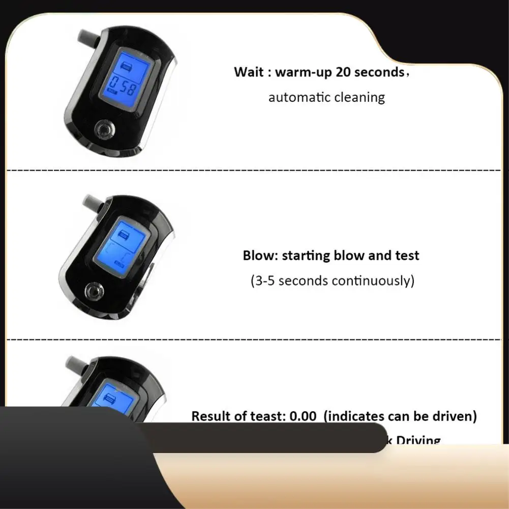 

AT6000 Alcohol Tester With 10 Mouthpieces Professional Digital Breath Breathalyzer With LCD Display Screen-T44C