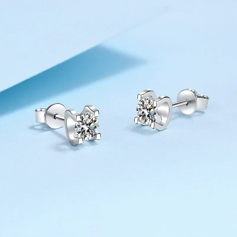 

Designer White Gold 18K stud earrings D color VVS 0.5/1 CT Moissanite Diamond simple style daily wear pretty luxury women gift