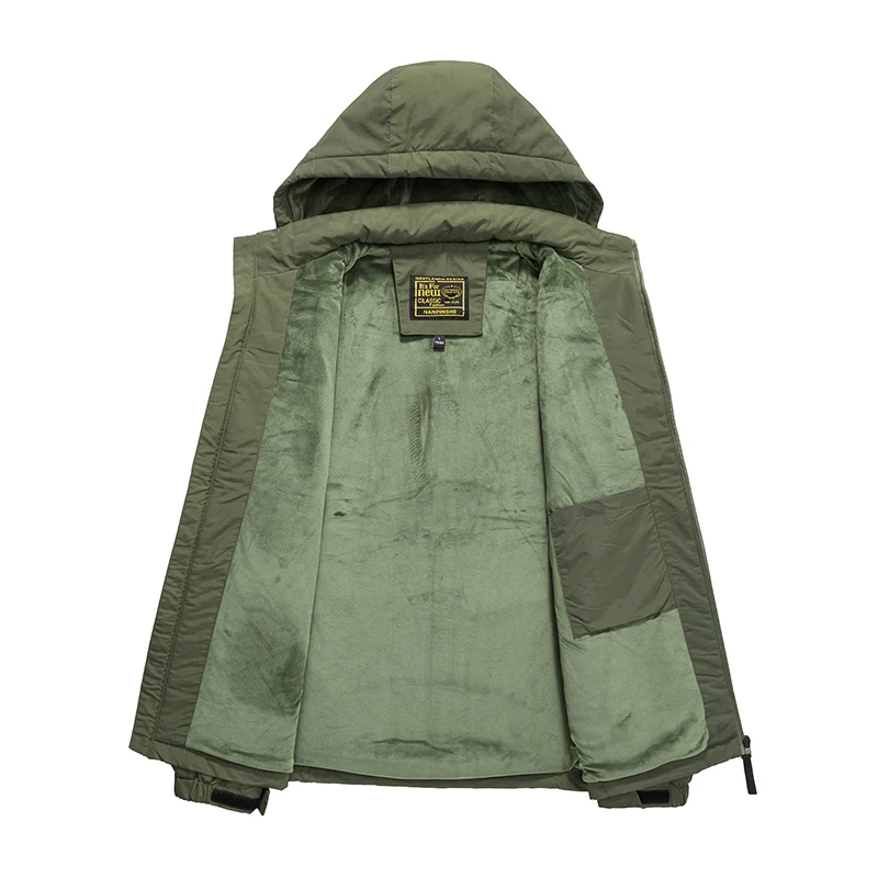 New Autumn/Winter Solid Color Fleece-Lined Thickened Warm Workwear Cotton Jacket Men's Casual Loose Sports Plus Size Outerwear