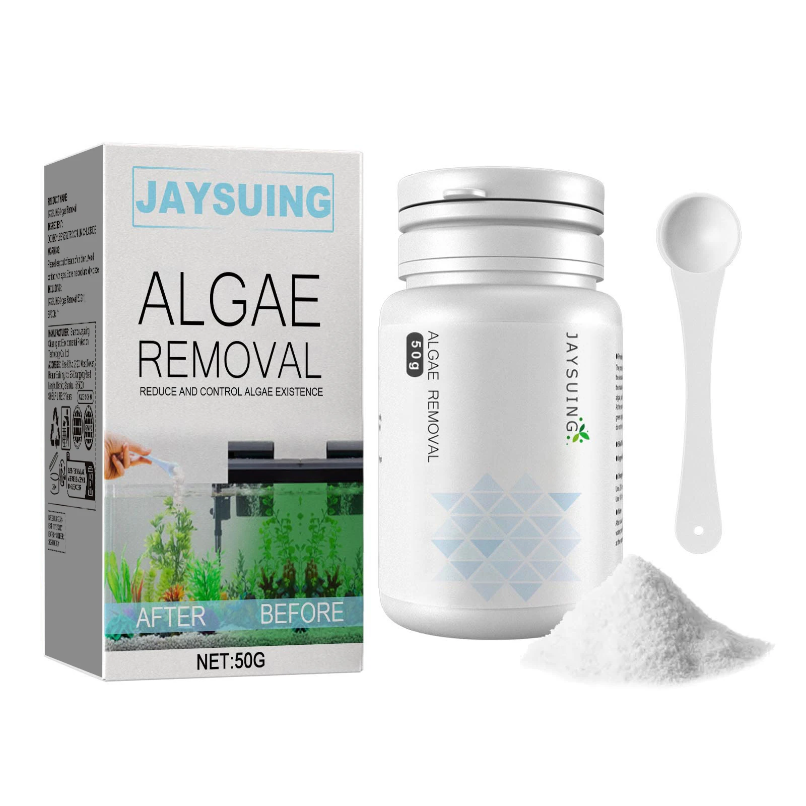 Aquarium Algae Remover Powder, Algae Moss Control Agent, Clear Green Water Purifier for Fish Tank and Pond