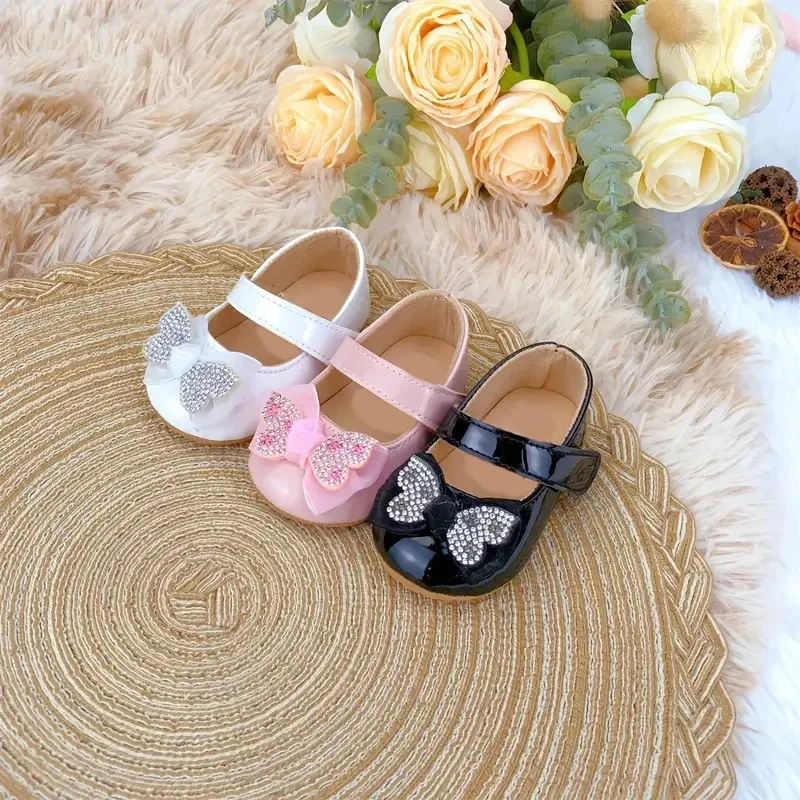 

Elegant Bowknot Mary Jane Shoes For Baby Girls Comfortable Lightweight Non Slip Soft Flat Sole Shoes For Indoor Outdoor Party