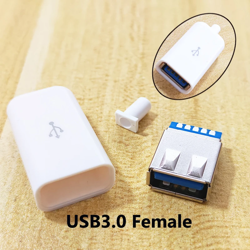 1/2/5 Sets USB 3.0 Male to Female Solder Connector Kit DIY Welding Plug with Plastic Shell for Data Cable Repair/Extension