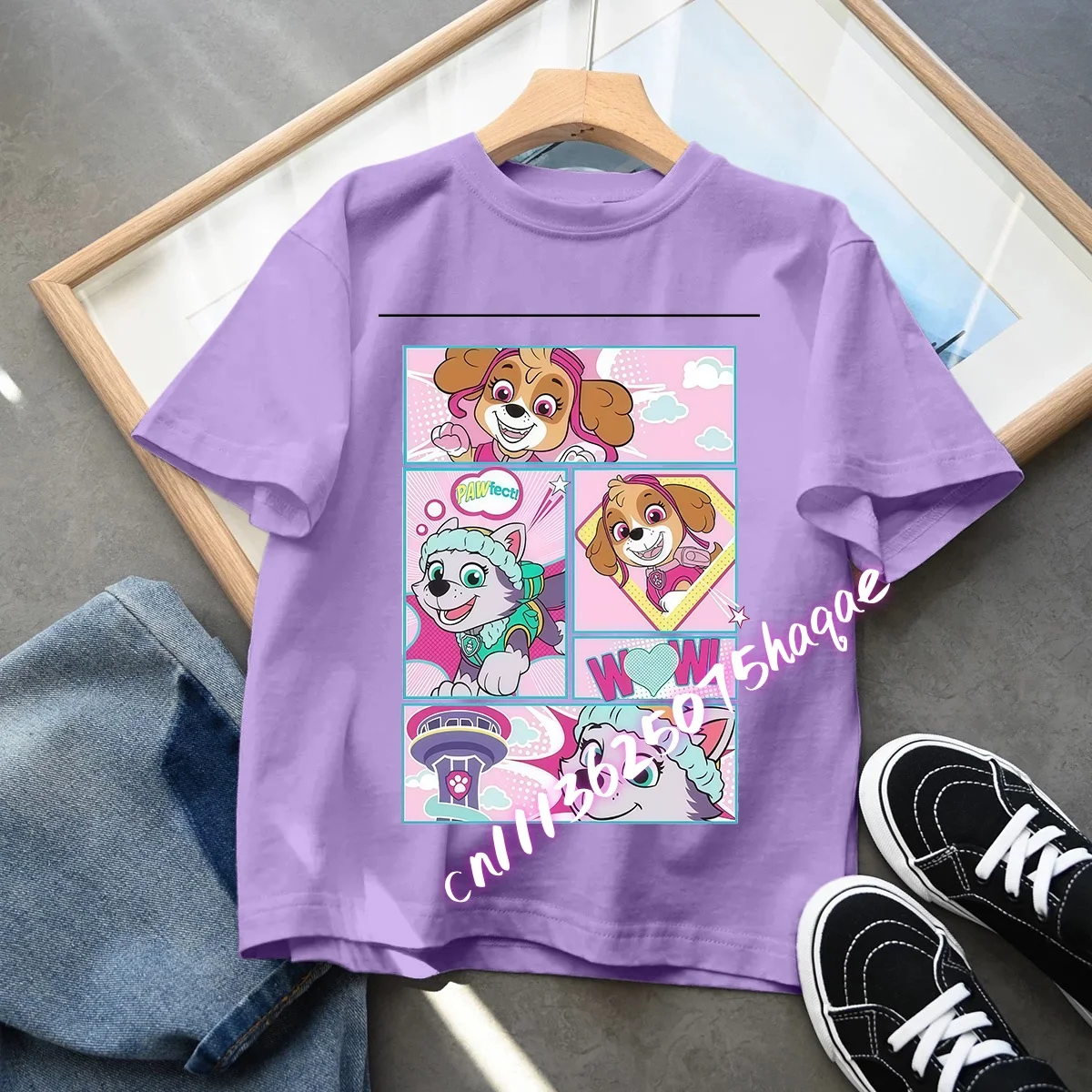 Boys Girls Summer Short Sleeve 100% Cotton Kids T-Shirt for Paw Patrol Casual Top with Cartoon Printed Fashion Outfit Gift image 5