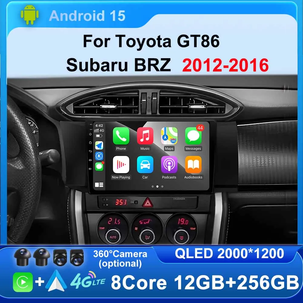 Car Radio Android 15 for Toyota GT86 GT 86 Subaru BRZ Scion FRS 2012 - 2016 LHD 4G WIFI Navigation GPS Multimedia Play Wireless