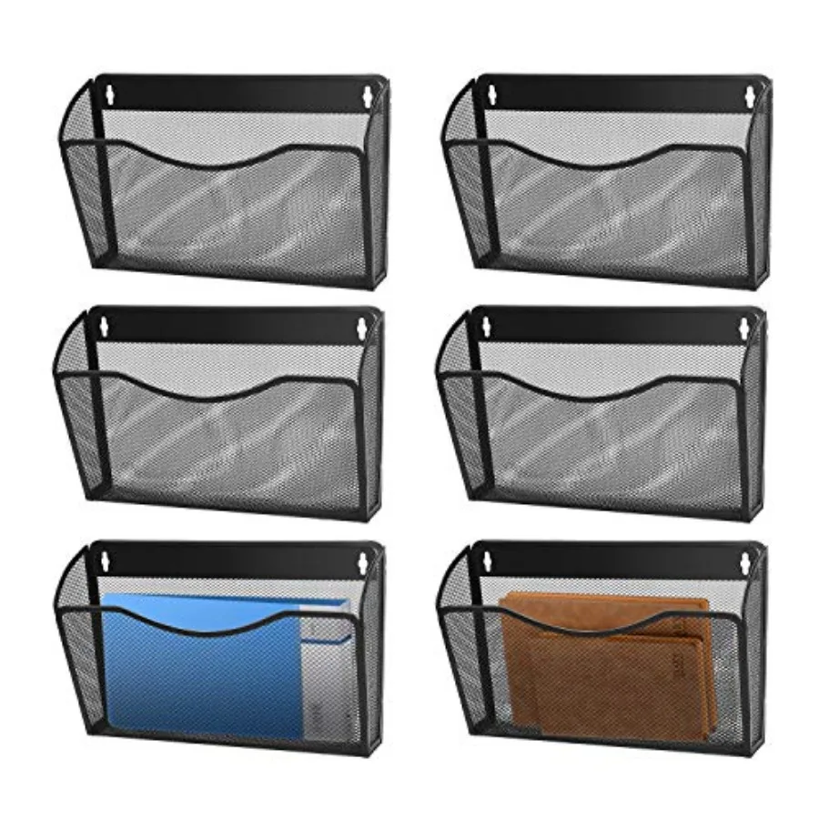

Настенный органайзер для документов, 6 шт., металлическая сетчатая подвесная корзина-ящик для бумаги формата А4, для хранения писем и документов
