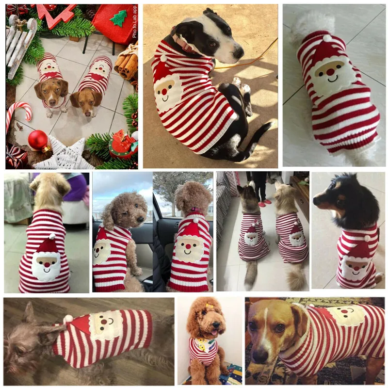 Christmas Dog Sweater Cute Cartoon Reindeer Xmas Pet Costume Puppy Cat Warm Clothes For Small Dogs Chihuahua Pug Winter Clothing