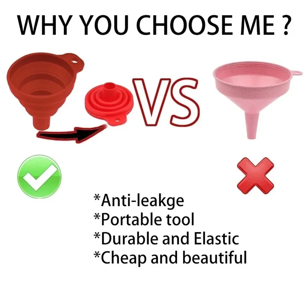 Car Engine Funnel Universal Silicone Funnel For Fluid Change,Foldable Portable Funnel For Auto Engine Oil And Petrol Replacement